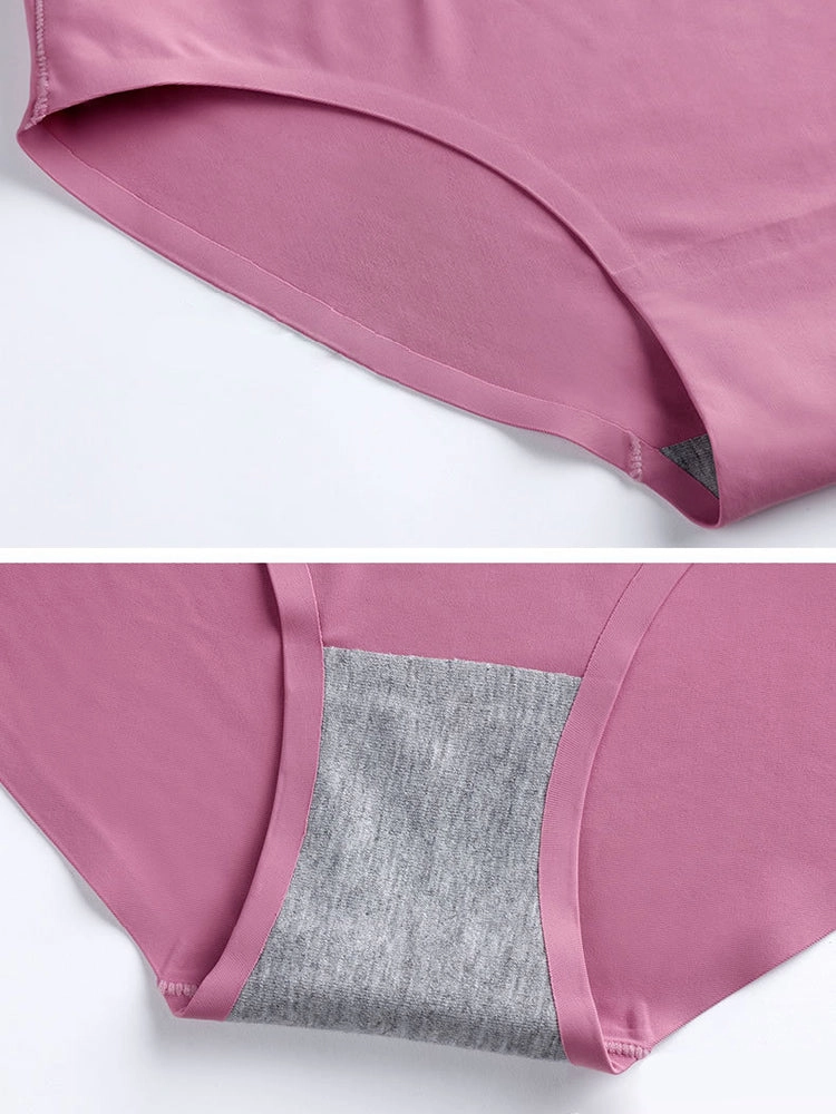4-Pack Plus Size Ice Silk Comfy Pure Panties