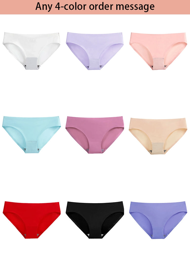 4-Pack Plus Size Ice Silk Comfy Pure Panties