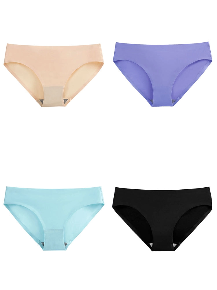 4-Pack Plus Size Ice Silk Comfy Pure Panties