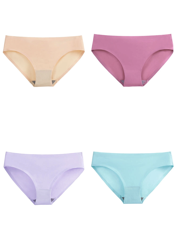 4-Pack Plus Size Ice Silk Comfy Pure Panties