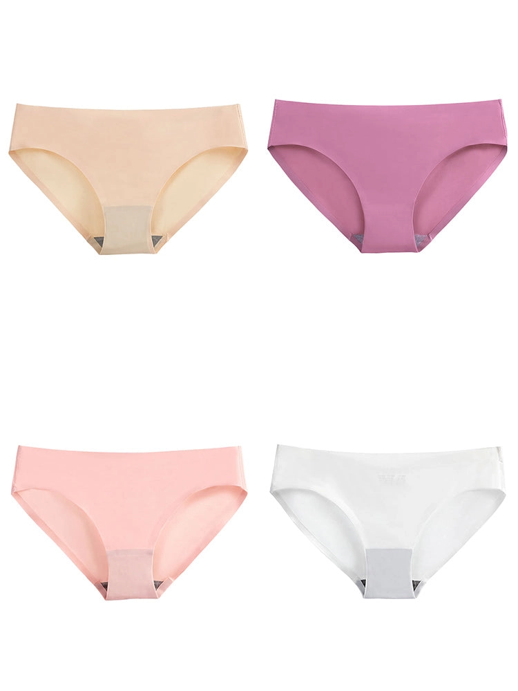 4-Pack Plus Size Ice Silk Comfy Pure Panties