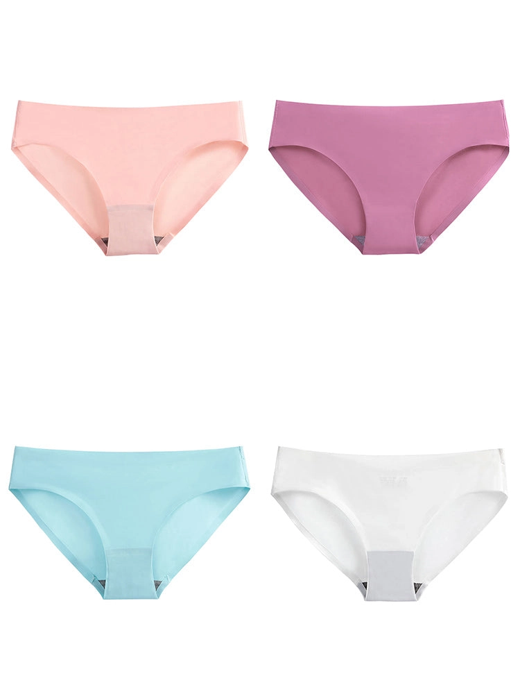 4-Pack Plus Size Ice Silk Comfy Pure Panties