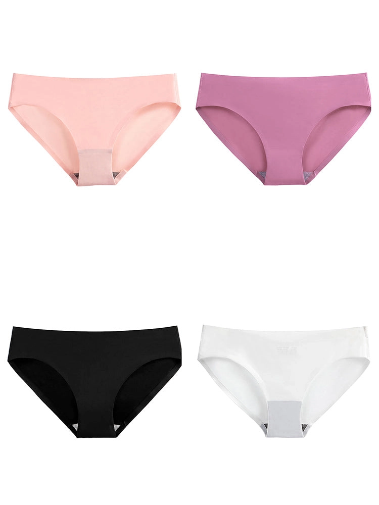 4-Pack Plus Size Ice Silk Comfy Pure Panties