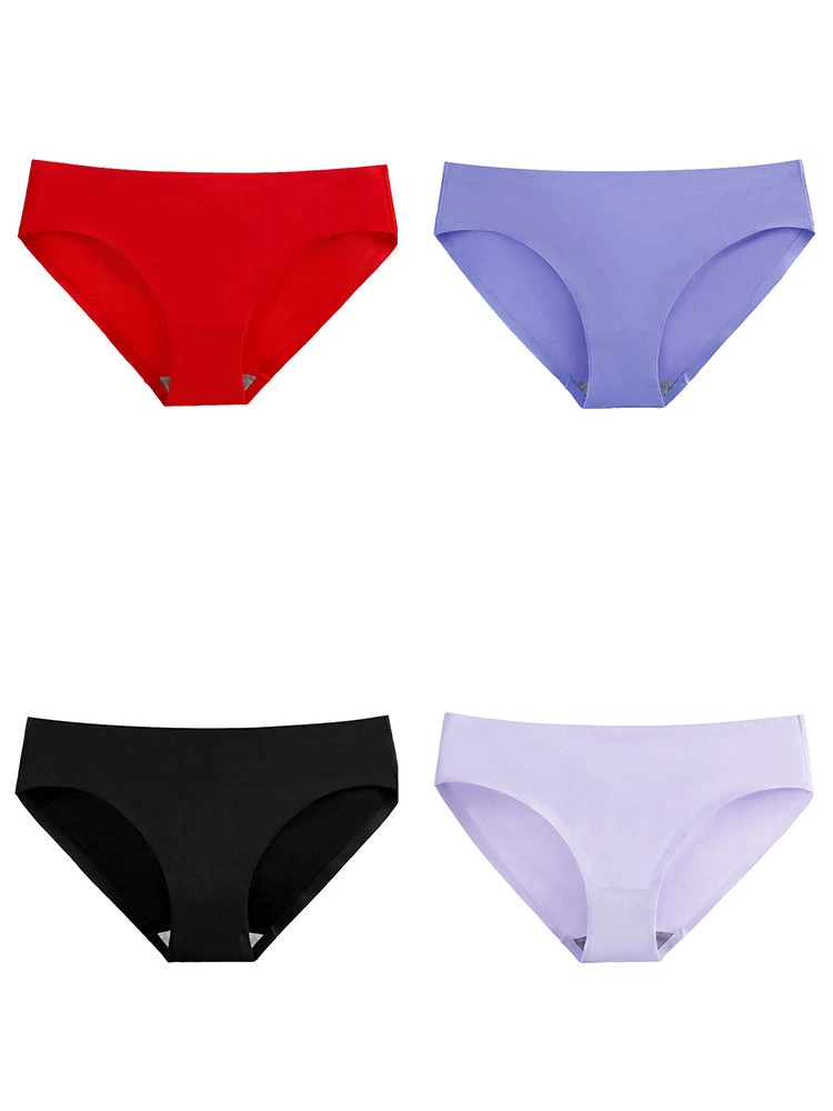 4-Pack Plus Size Ice Silk Comfy Pure Panties