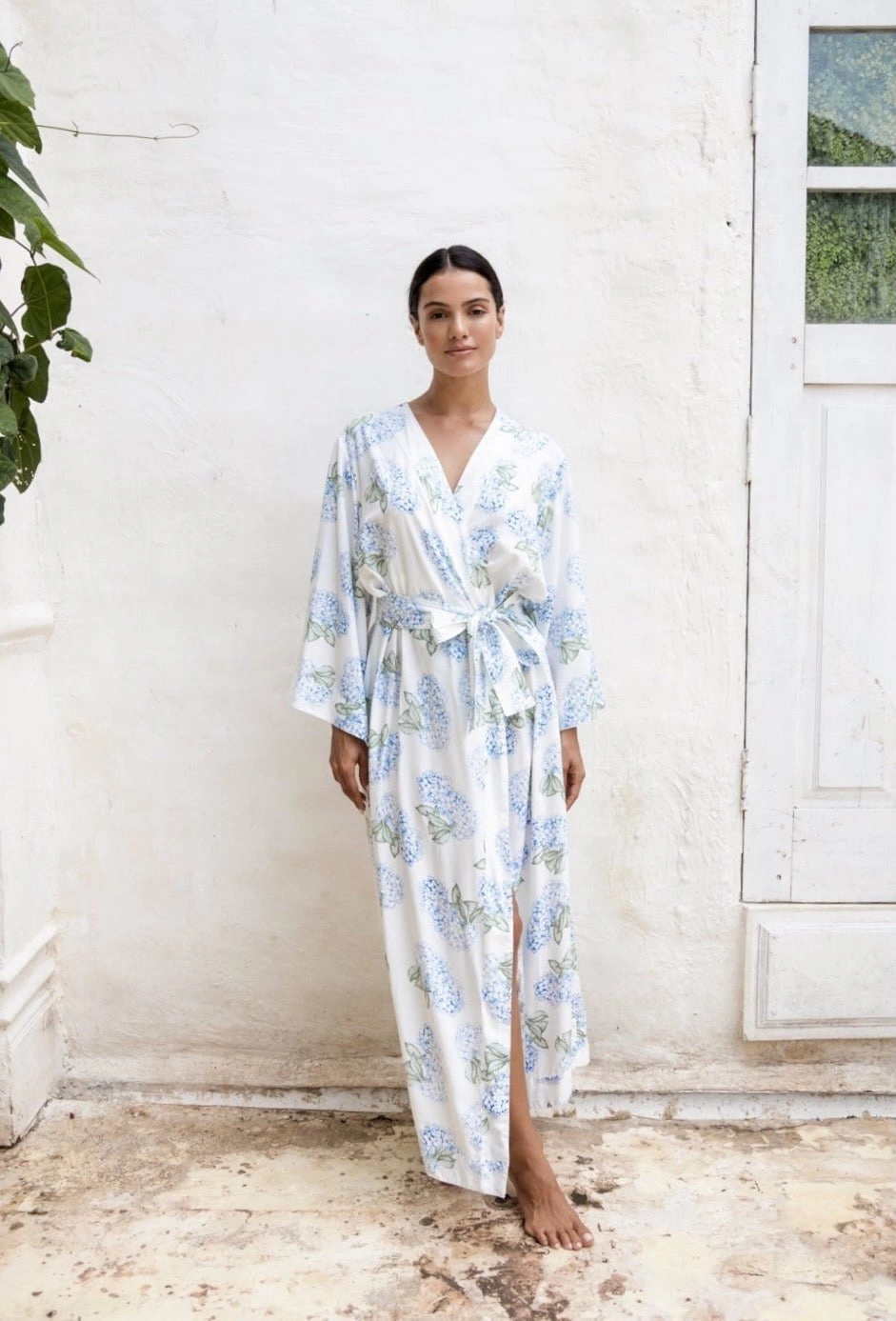 Alice Kimono Robe - Long - Hydrangea Blue