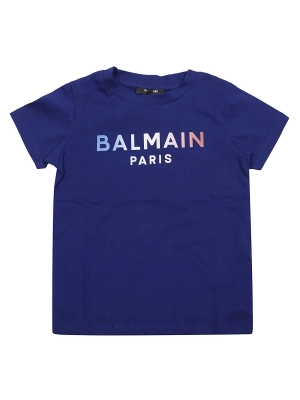 Balmain Kids Logo Printed Crewneck T-Shirt