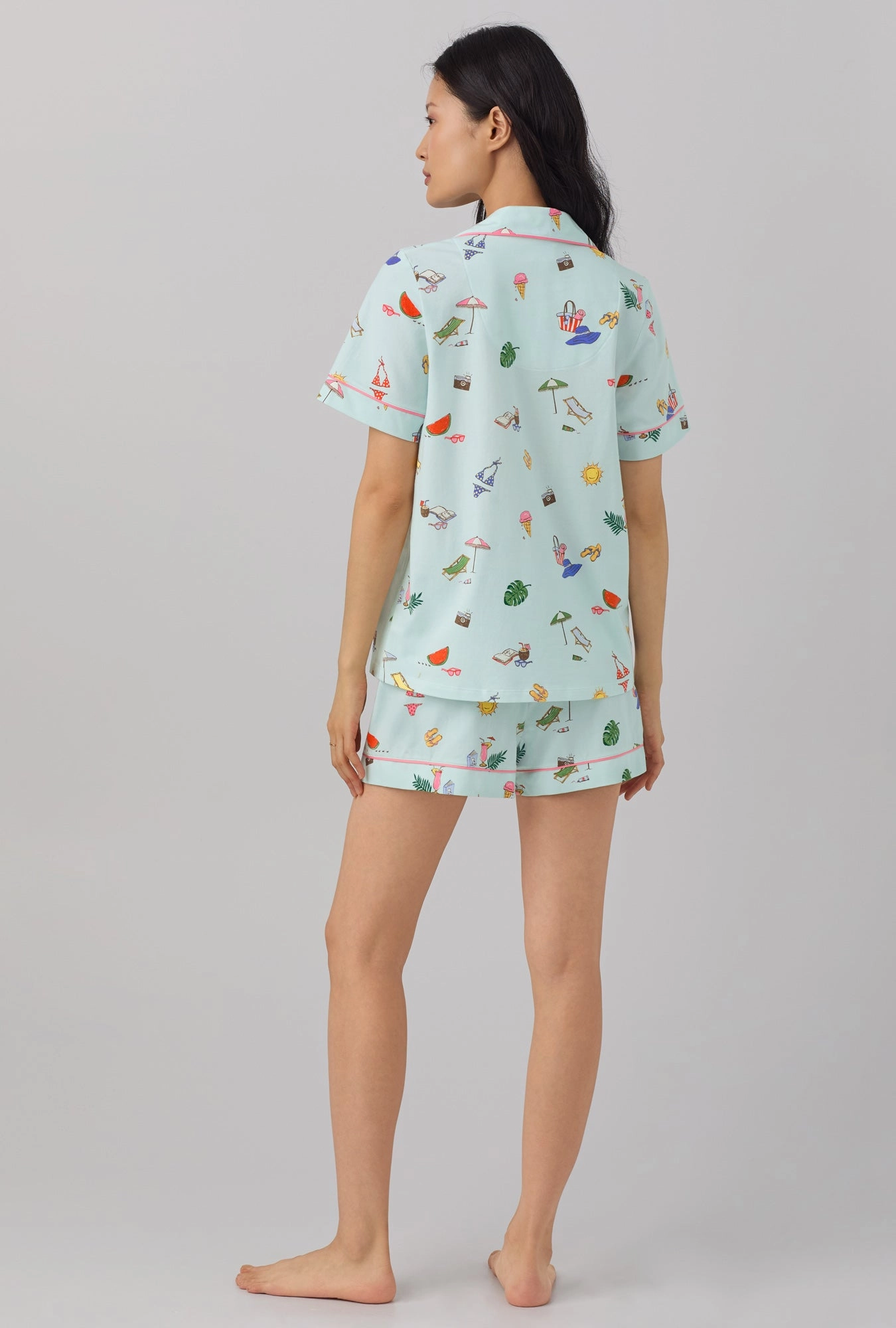Beach Day Short Sleeve Classic Shorty Stretch Jersey PJ Set