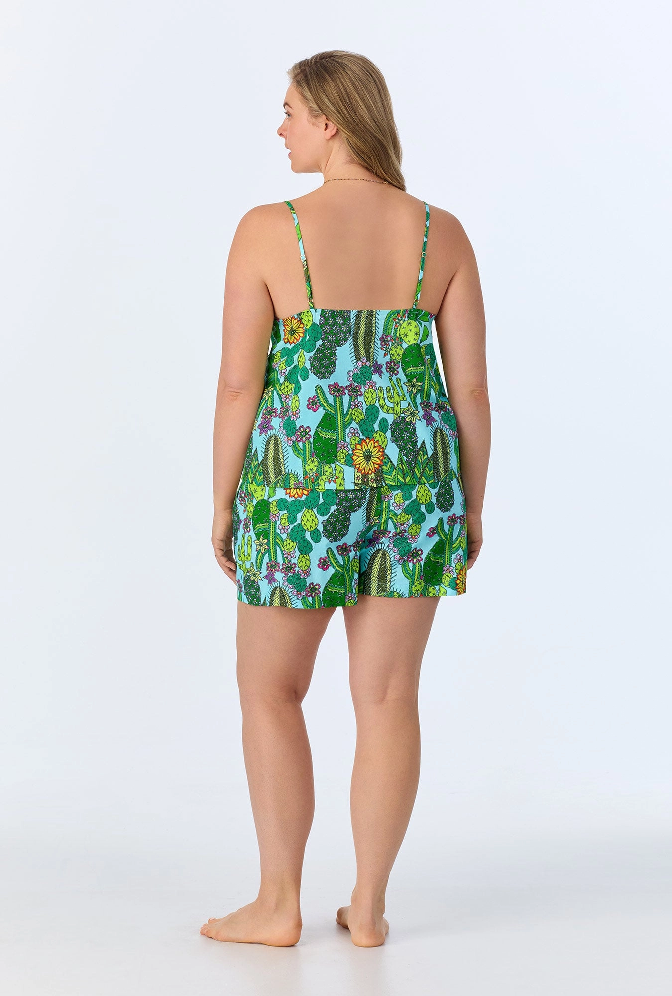 BedHead x Trina Turk Cactus Cami Woven Cotton Poplin Shorty PJ Set