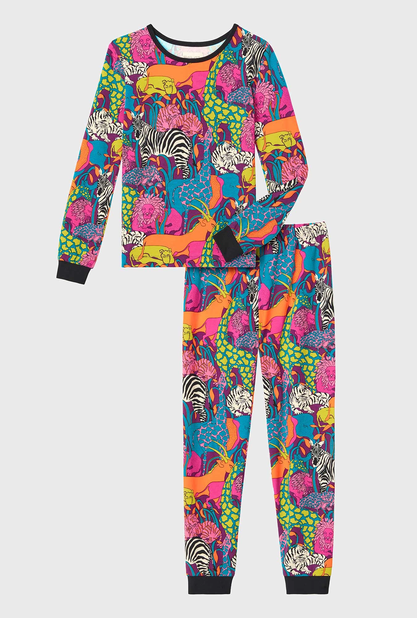 BedHead x Trina Turk Jungle Long Sleeve Stretch Jersey Kids PJ Set