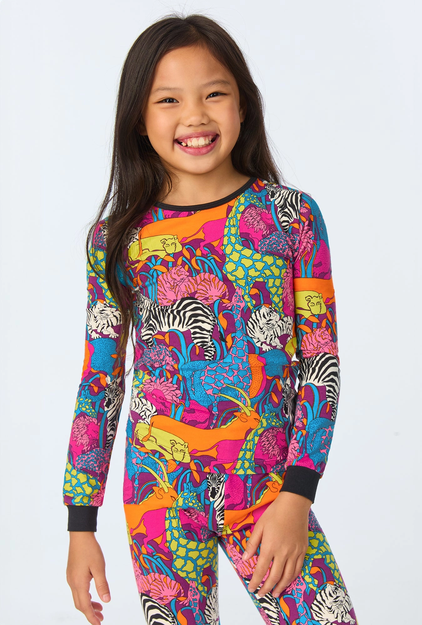 BedHead x Trina Turk Jungle Long Sleeve Stretch Jersey Kids PJ Set