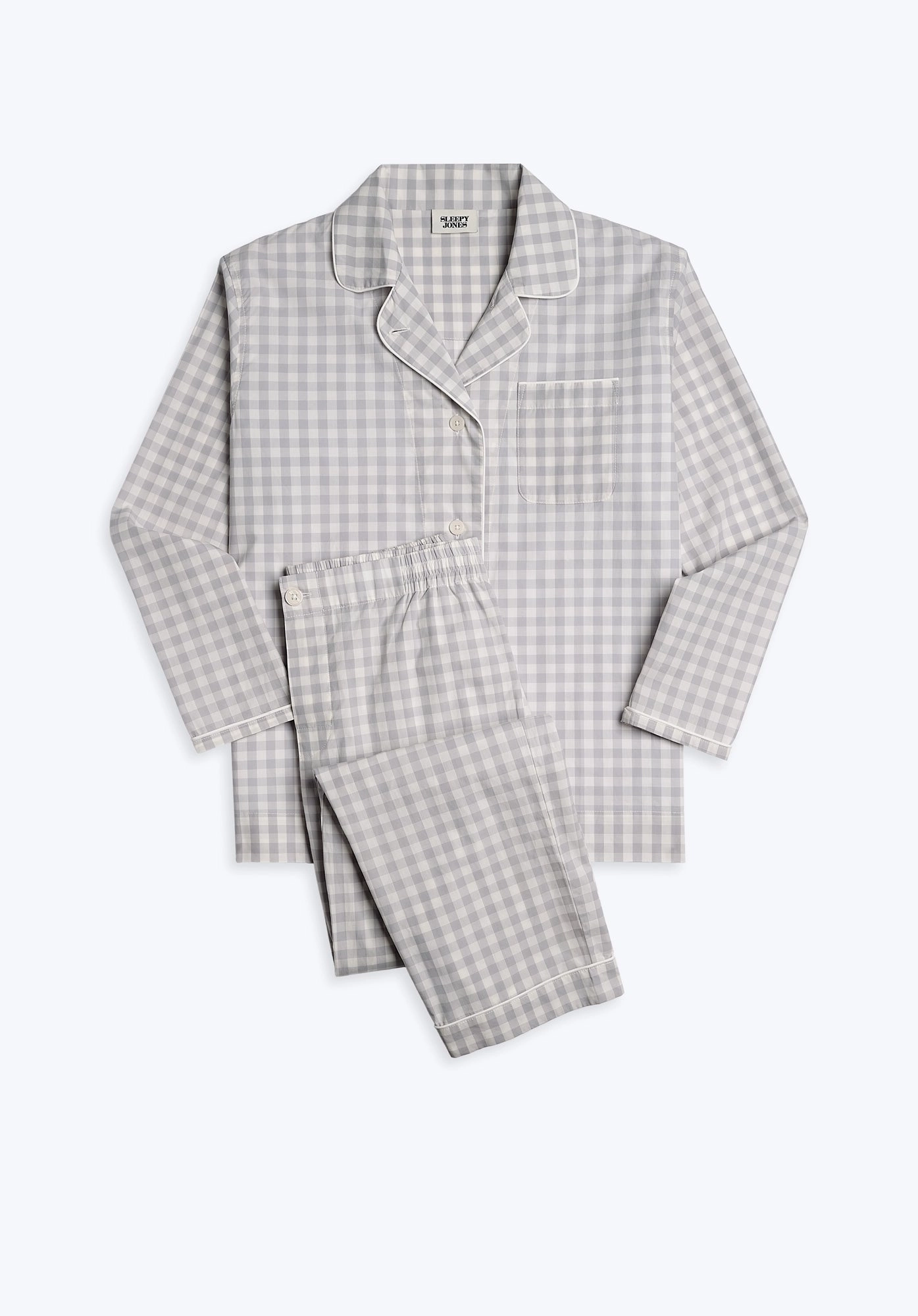 Bishop Pajama Set in Large Grey Gingham
