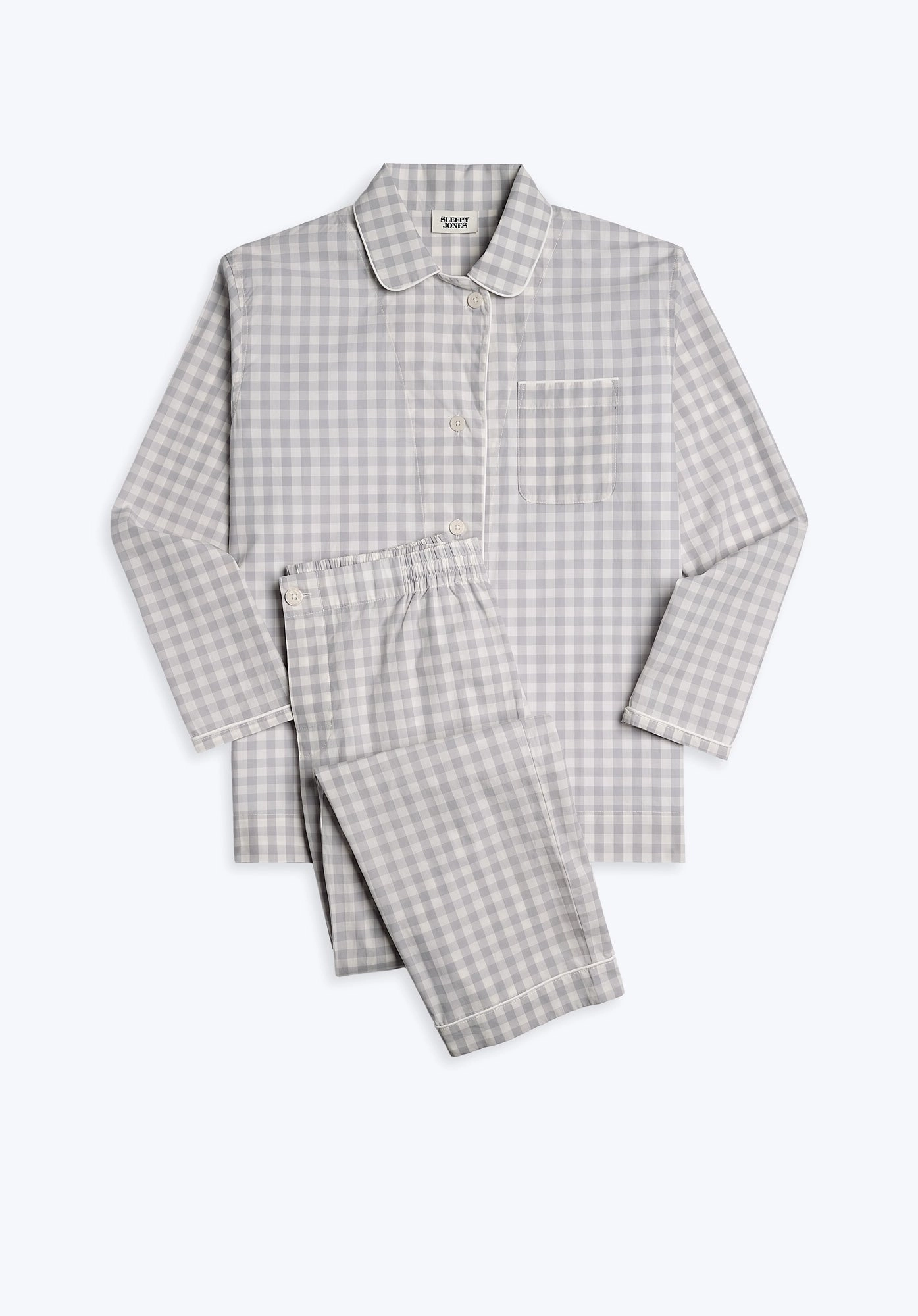 Bishop Pajama Set in Large Grey Gingham