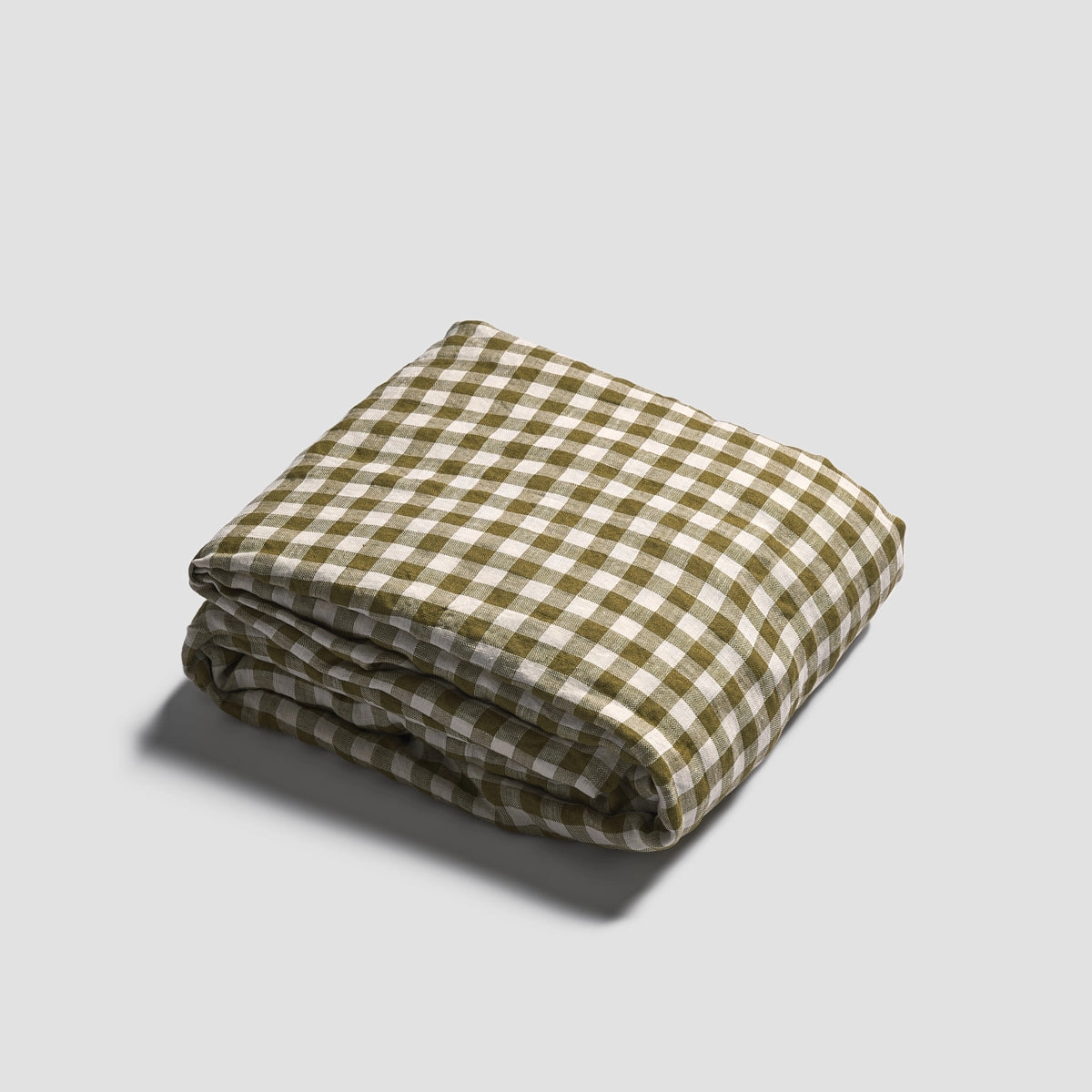 Botanical Green Gingham 100% Linen Fitted Sheet