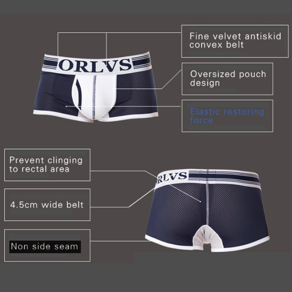 Breathable mesh men's boxer briefs men's 3 color shorts
