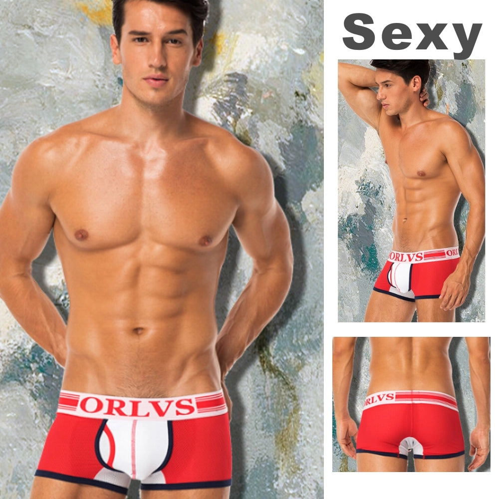 Breathable mesh men's boxer briefs men's 3 color shorts
