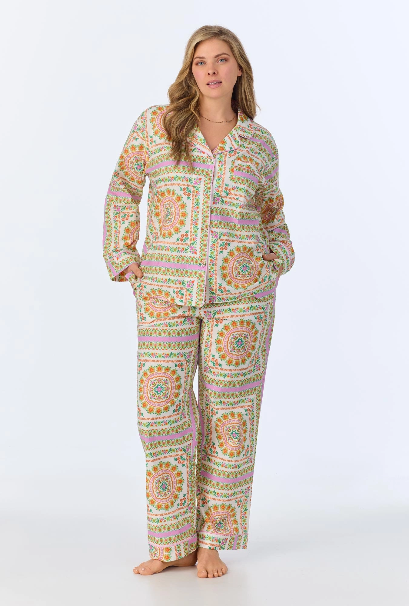 California Dreaming Long Sleeve Classic Woven Cotton Poplin PJ Set