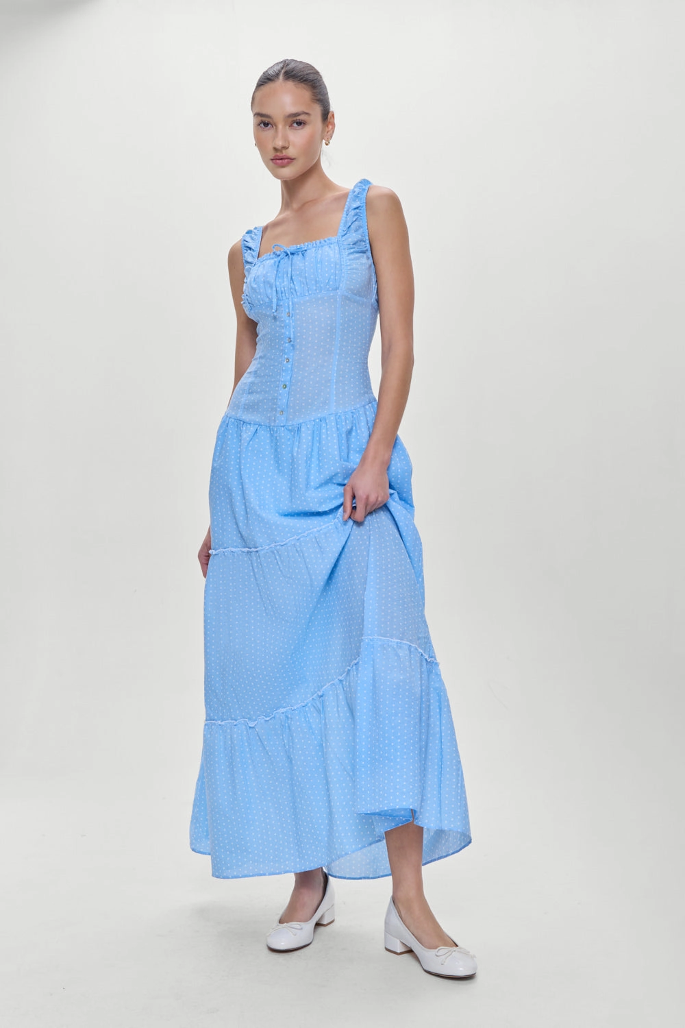 Christabelle Polka Dot Maxi Dress - Raindrop