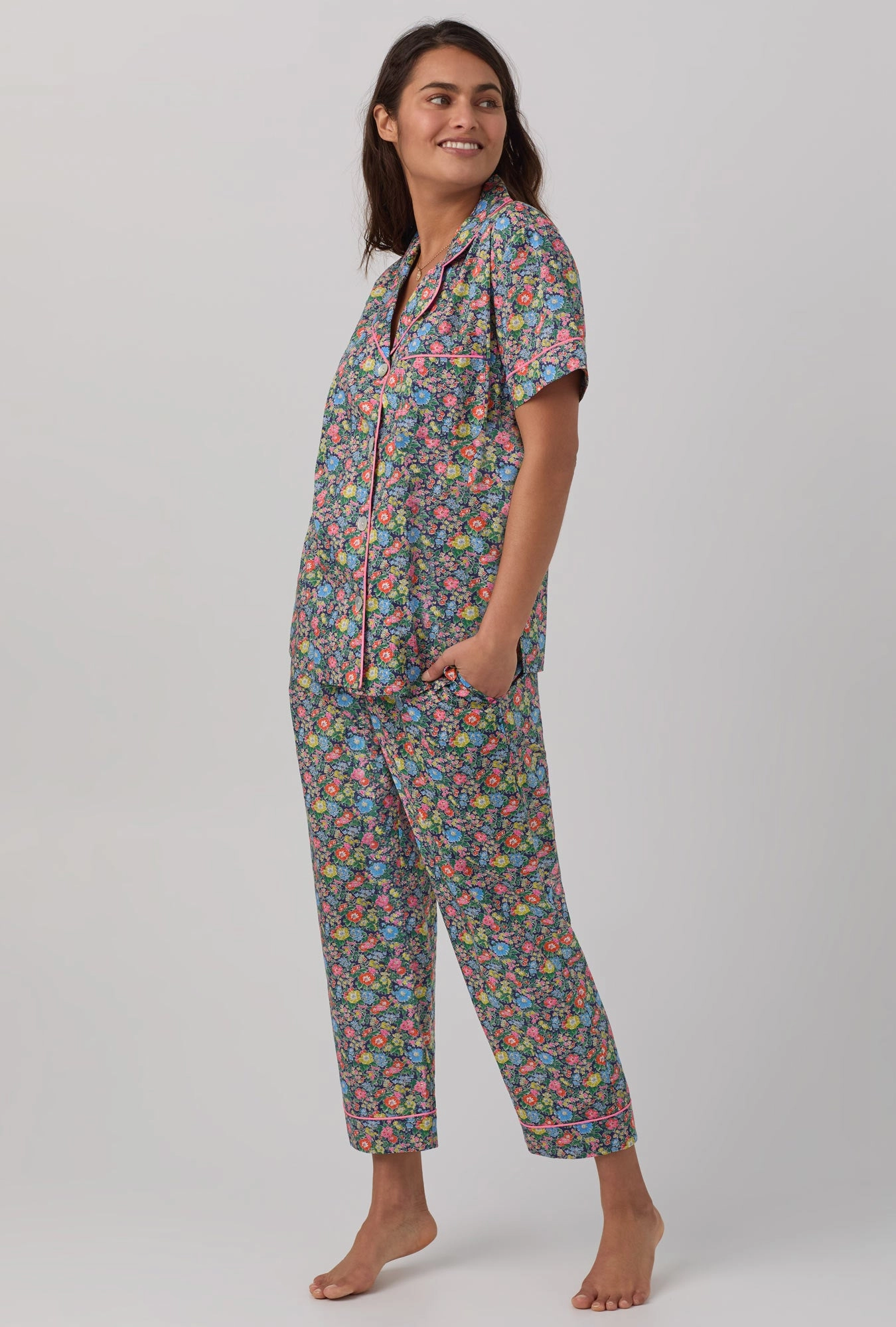 Clare Rich Short Sleeve Classic Woven Tana Lawn® Cropped PJ Set Made with Liberty Fabrics