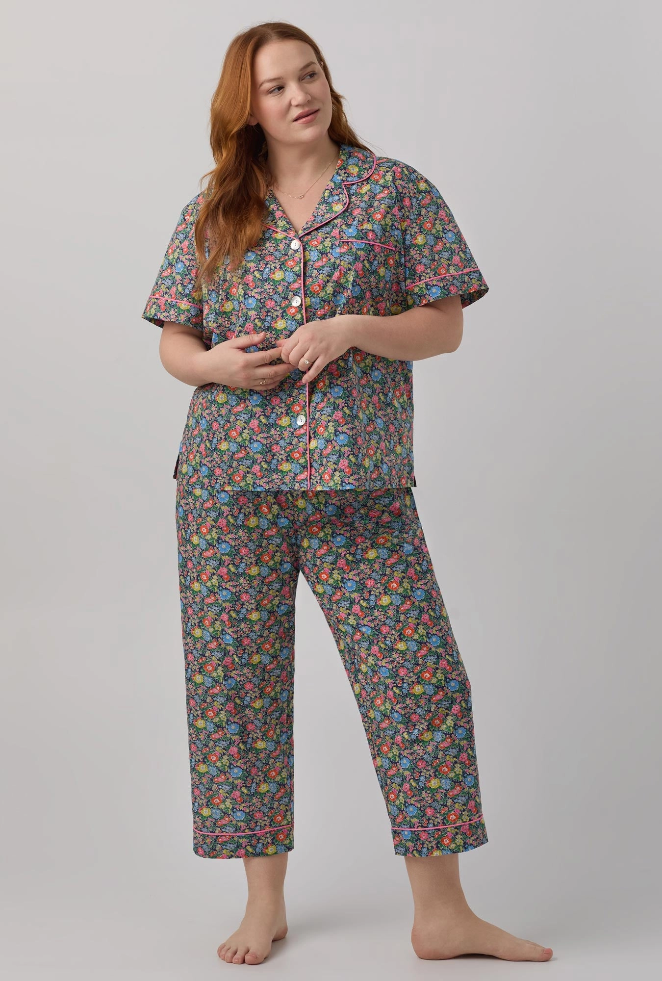 Clare Rich Short Sleeve Classic Woven Tana Lawn® Cropped PJ Set Made with Liberty Fabrics