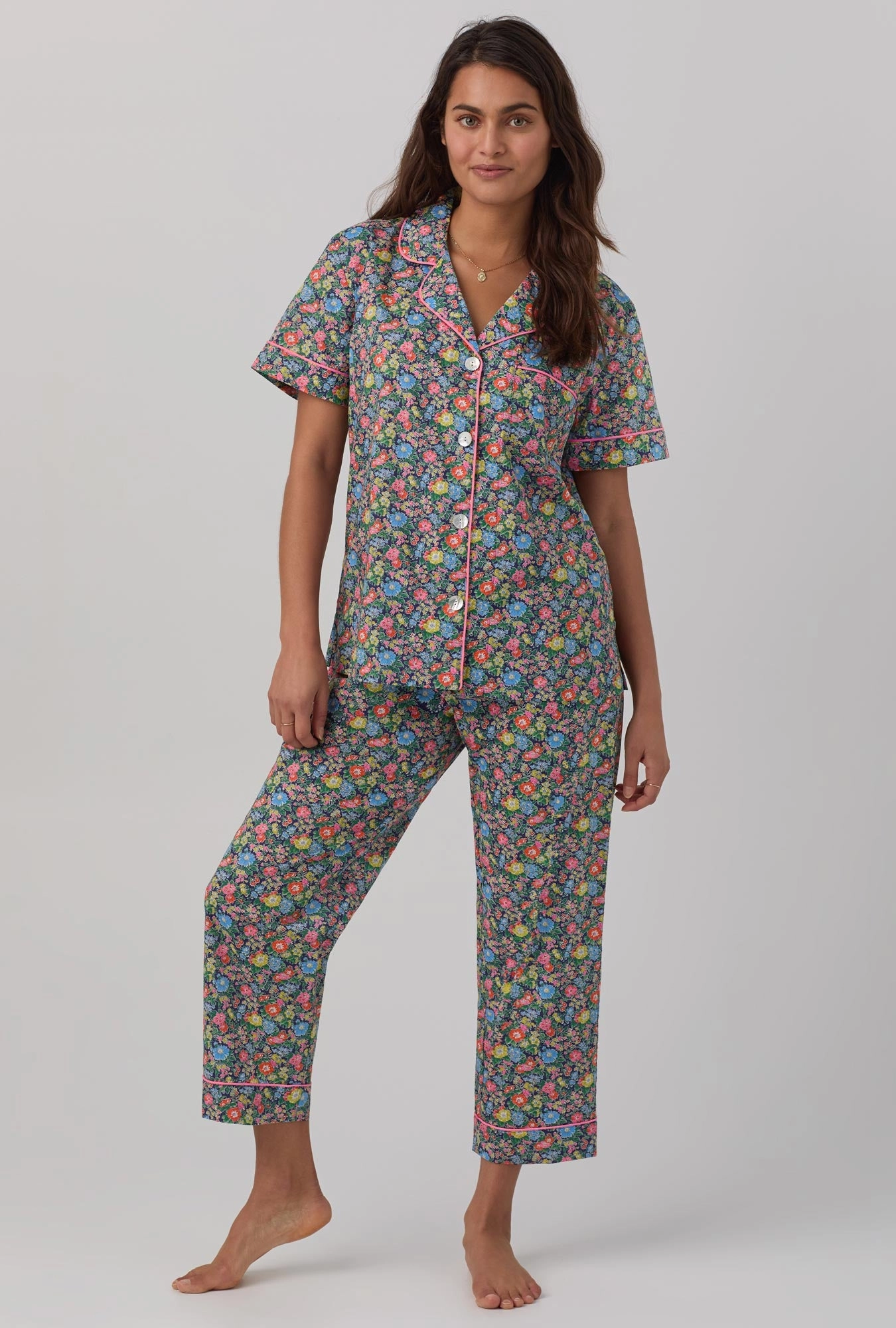 Clare Rich Short Sleeve Classic Woven Tana Lawn® Cropped PJ Set Made with Liberty Fabrics
