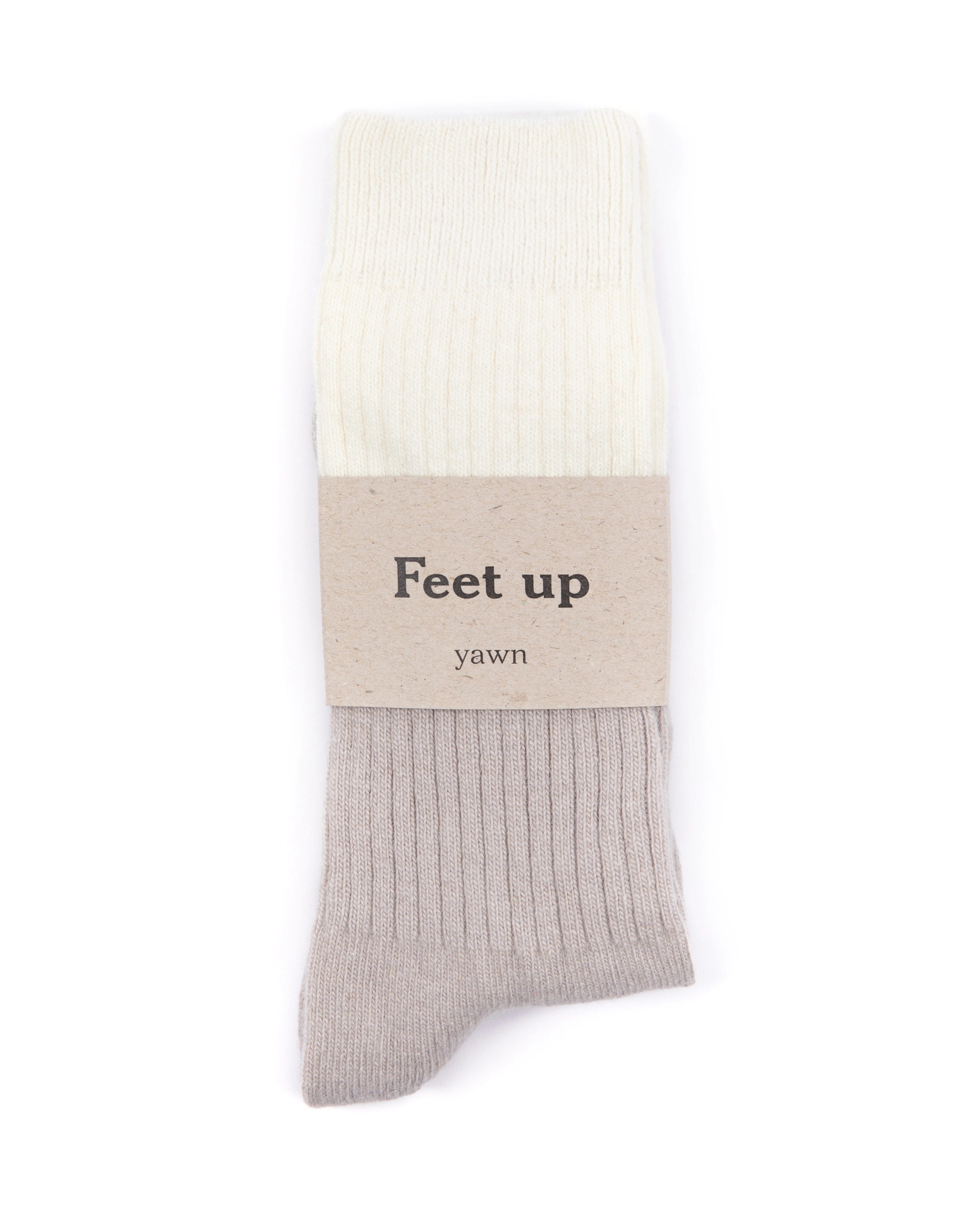 Cosy Bed Socks Cream & Grey