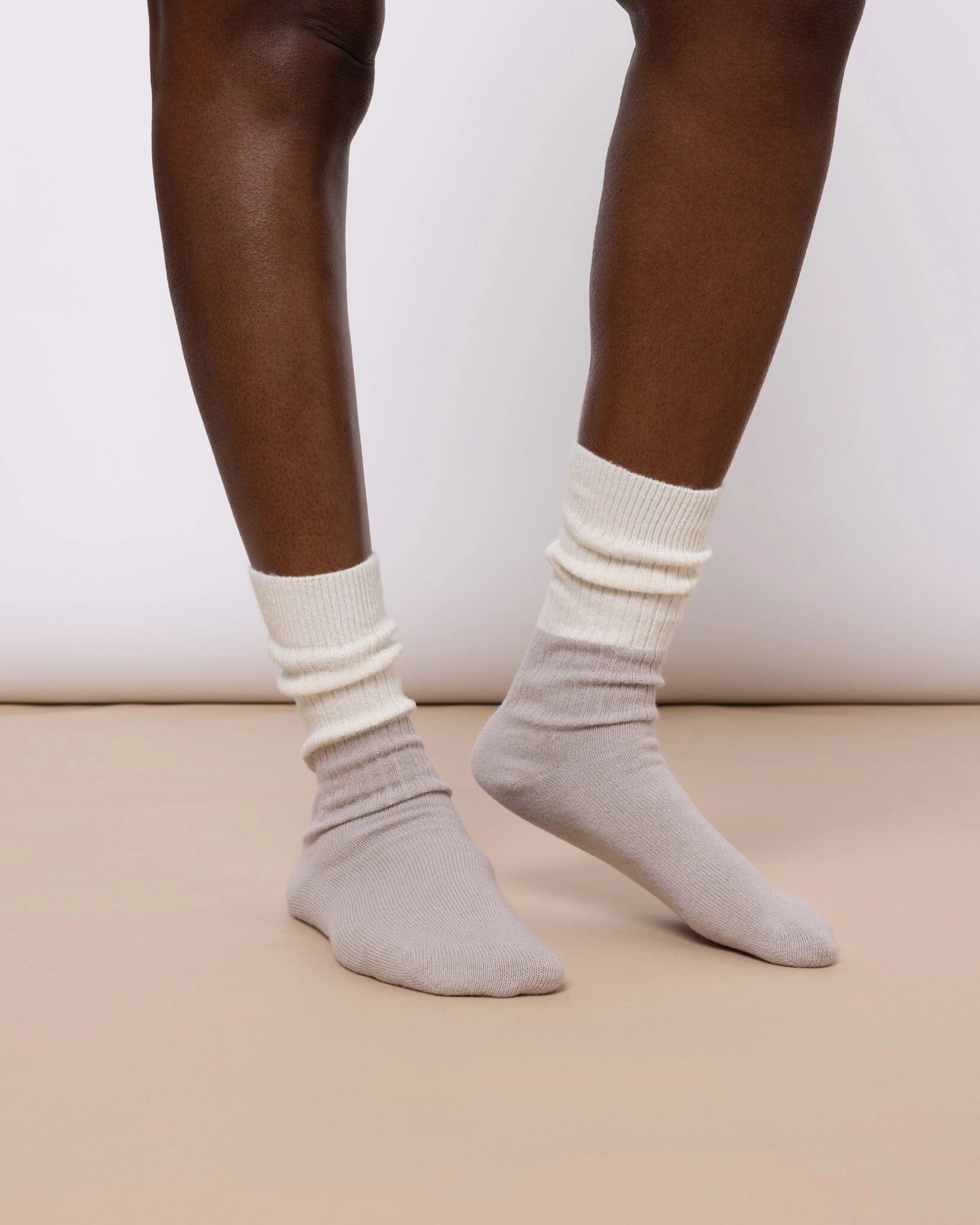 Cosy Bed Socks Cream & Grey