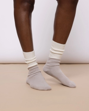 Cosy Bed Socks Cream & Grey