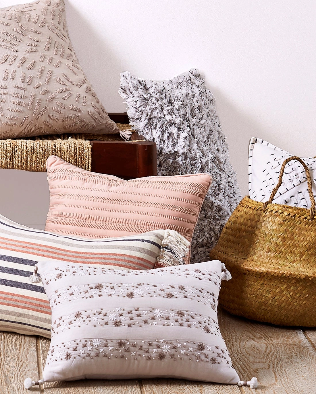 Cross Stitched Embroidered Pillow