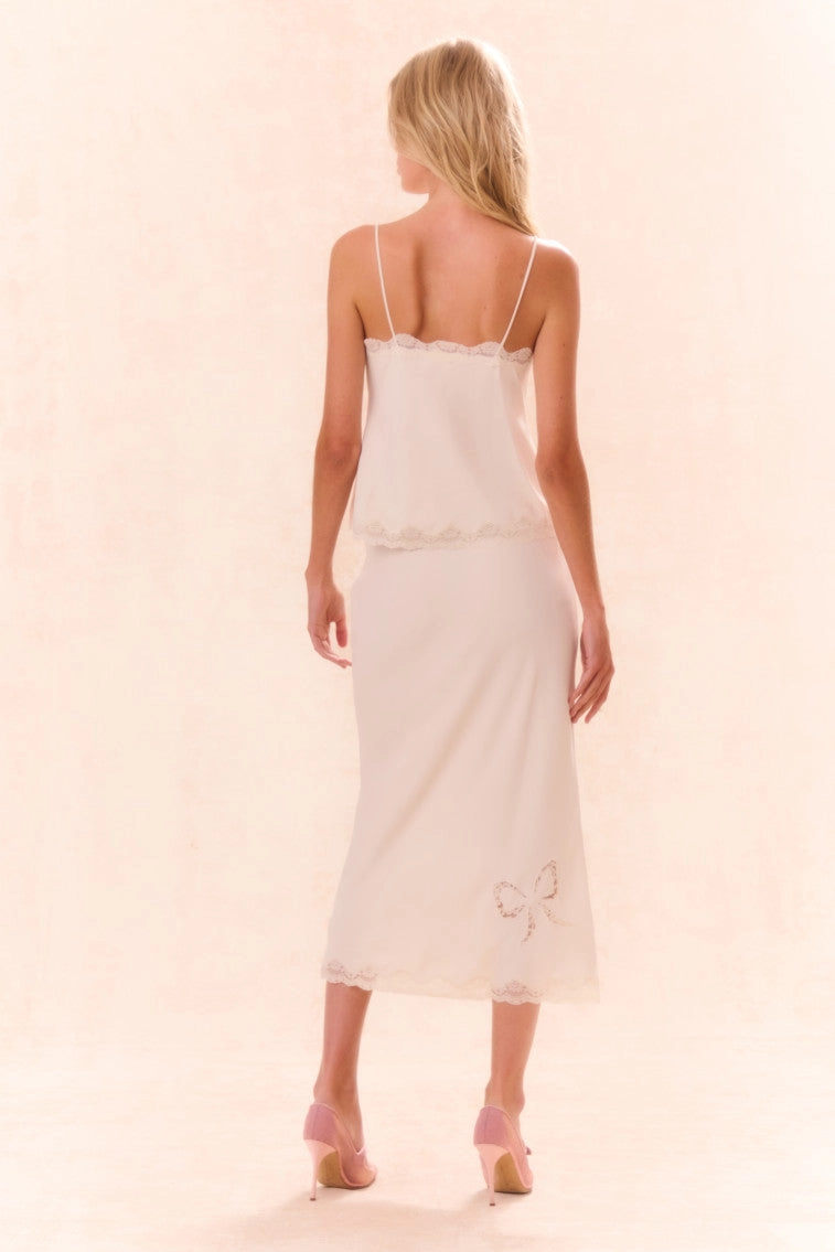 Darion Scallop Lace Bow Midi Skirt