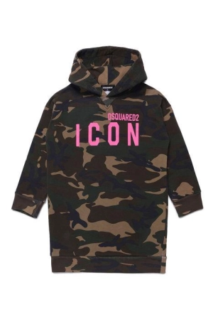 Dsquared2 Kids Camouflage Logo Printed Hoodie Dress