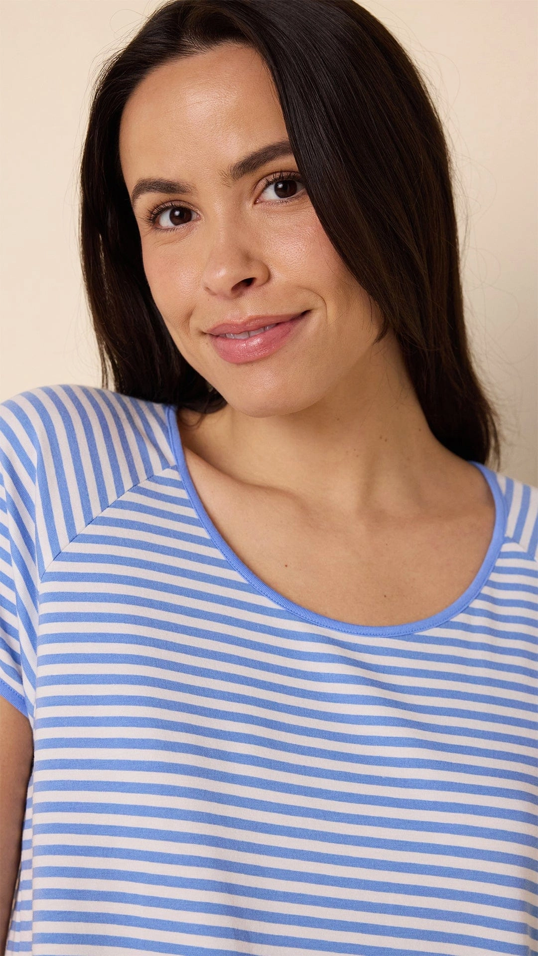 Essential Stripe Pima Knit Short-Sleeved Simple Set - Provence