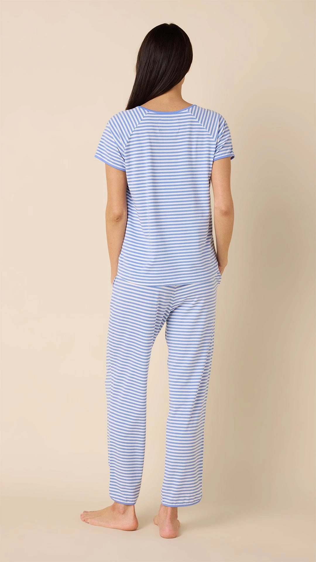 Essential Stripe Pima Knit Short-Sleeved Simple Set - Provence