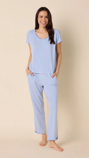 Essential Stripe Pima Knit Short-Sleeved Simple Set - Provence