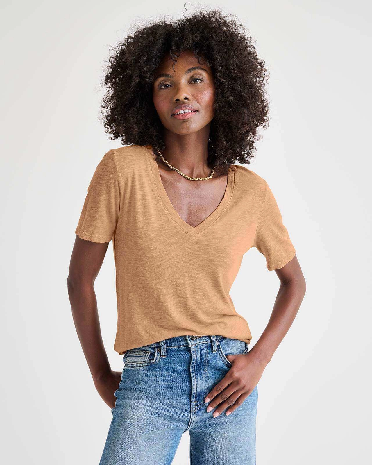 Everly Slub V-Neck Tee