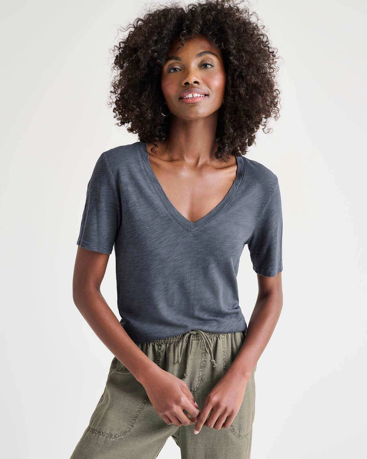 Everly Slub V-Neck Tee