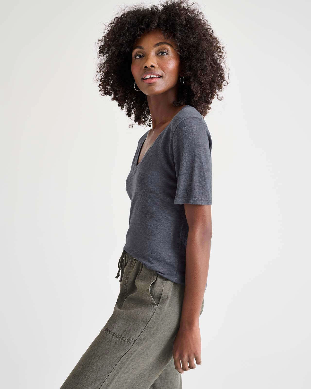 Everly Slub V-Neck Tee