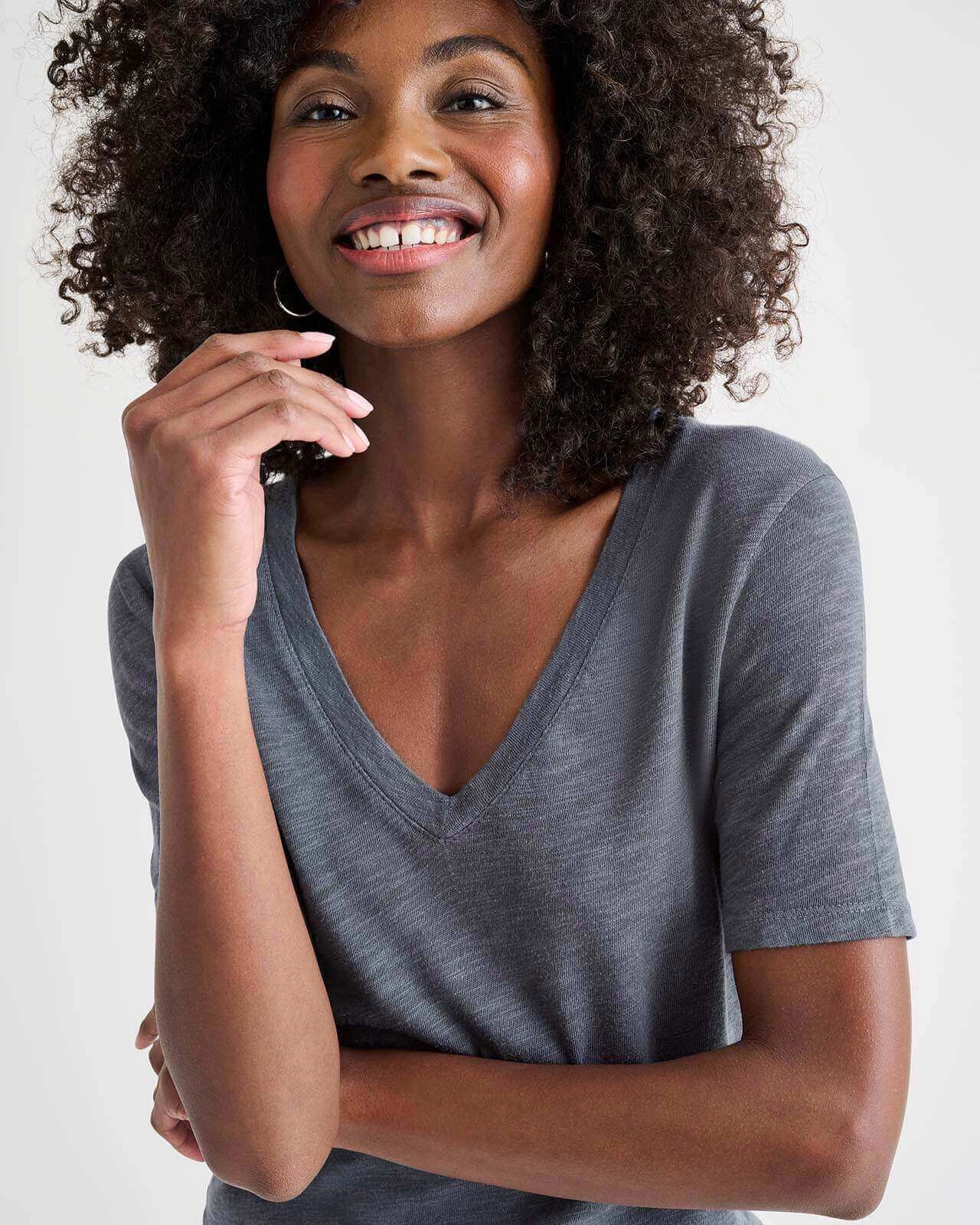 Everly Slub V-Neck Tee