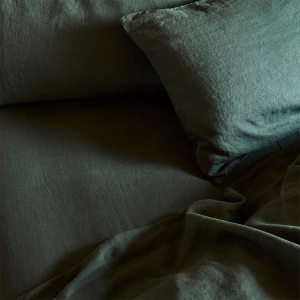 Fern Green 100% Linen Fitted Sheet