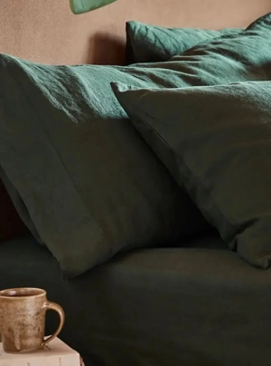 Fern Green Linen Pillowcases (Pair)