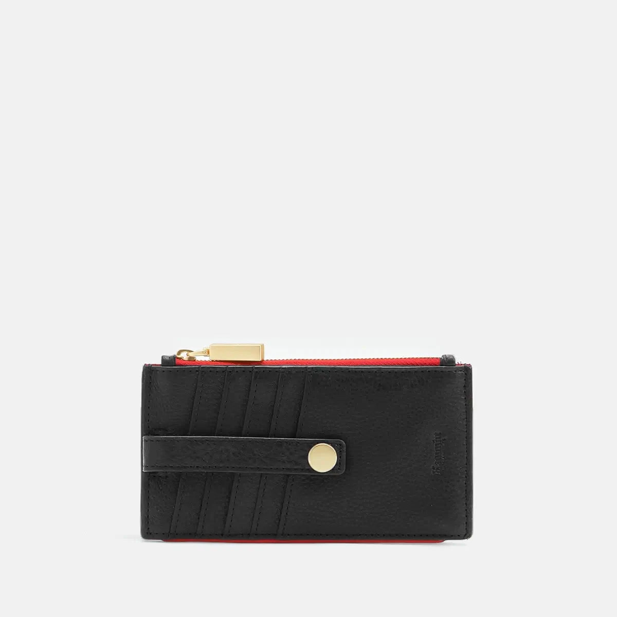 Hammitt 210 West Wallet Black/Brushed Gold Red Zip
