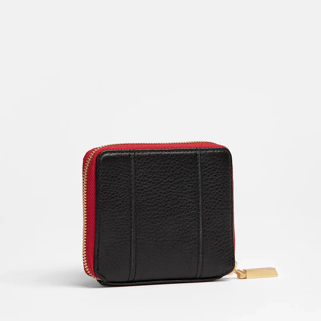 Hammitt 5 North Wallet Black/Brushed Gold Red Zip