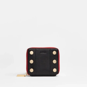 Hammitt 5 North Wallet Black/Brushed Gold Red Zip