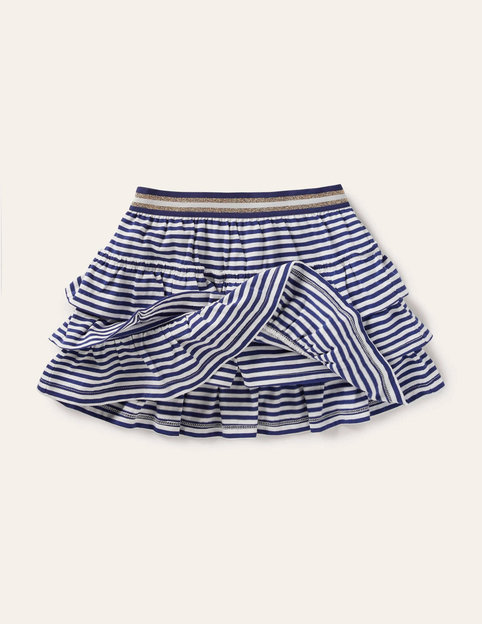 Jersey Ruffle Skort-Indigo Navy/ White
