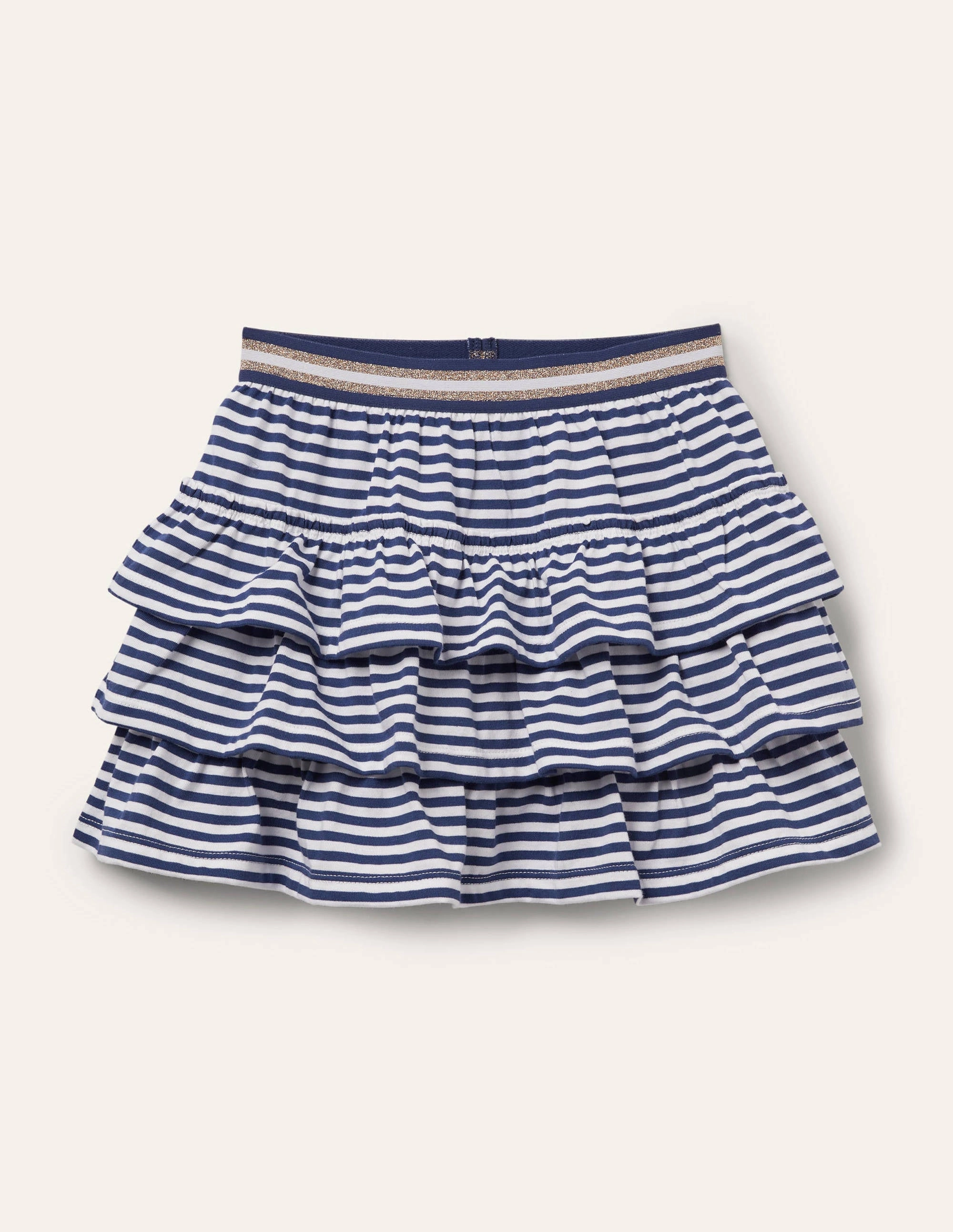 Jersey Ruffle Skort-Indigo Navy/ White