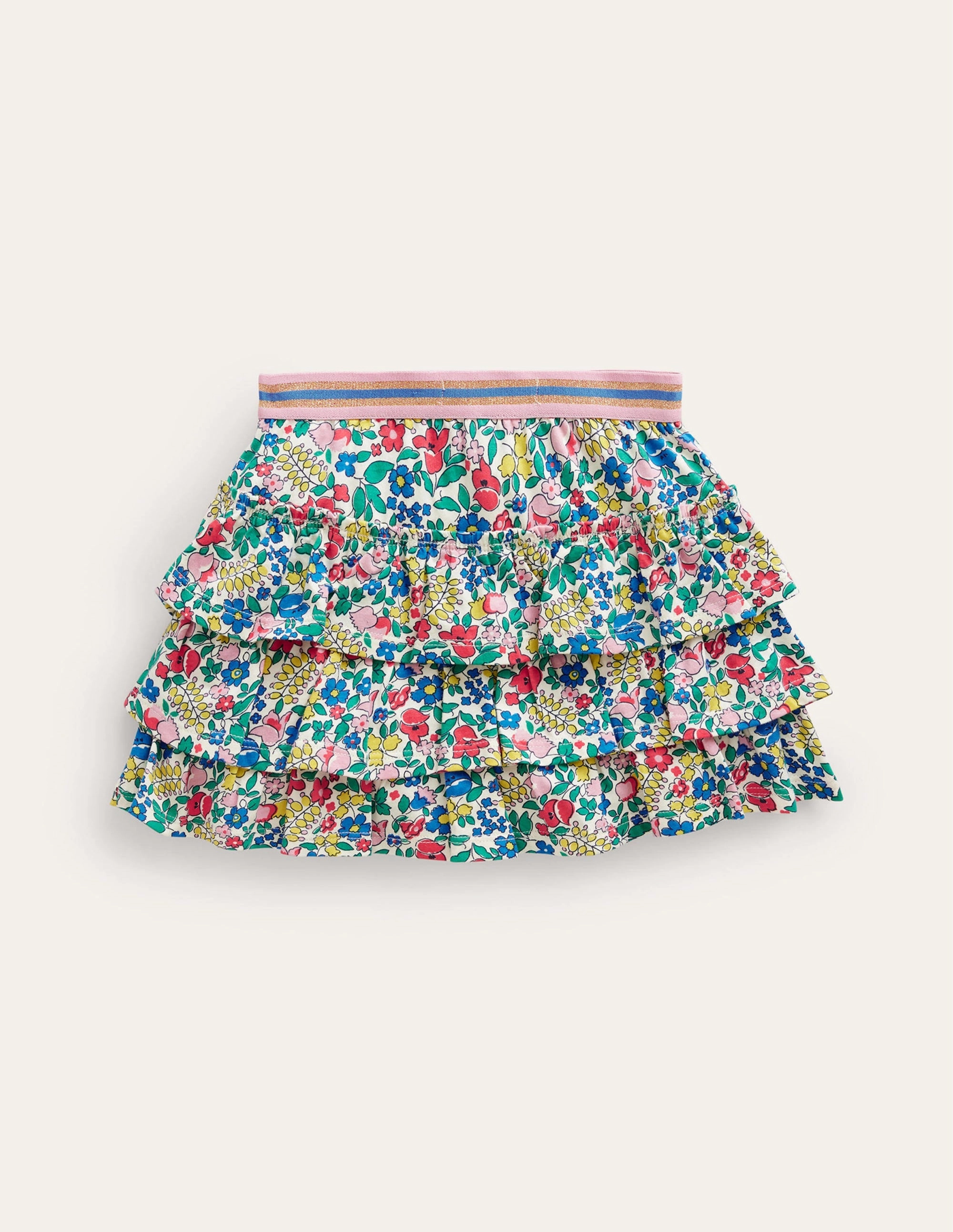 Jersey Ruffle Skort-Multi Flowerbed