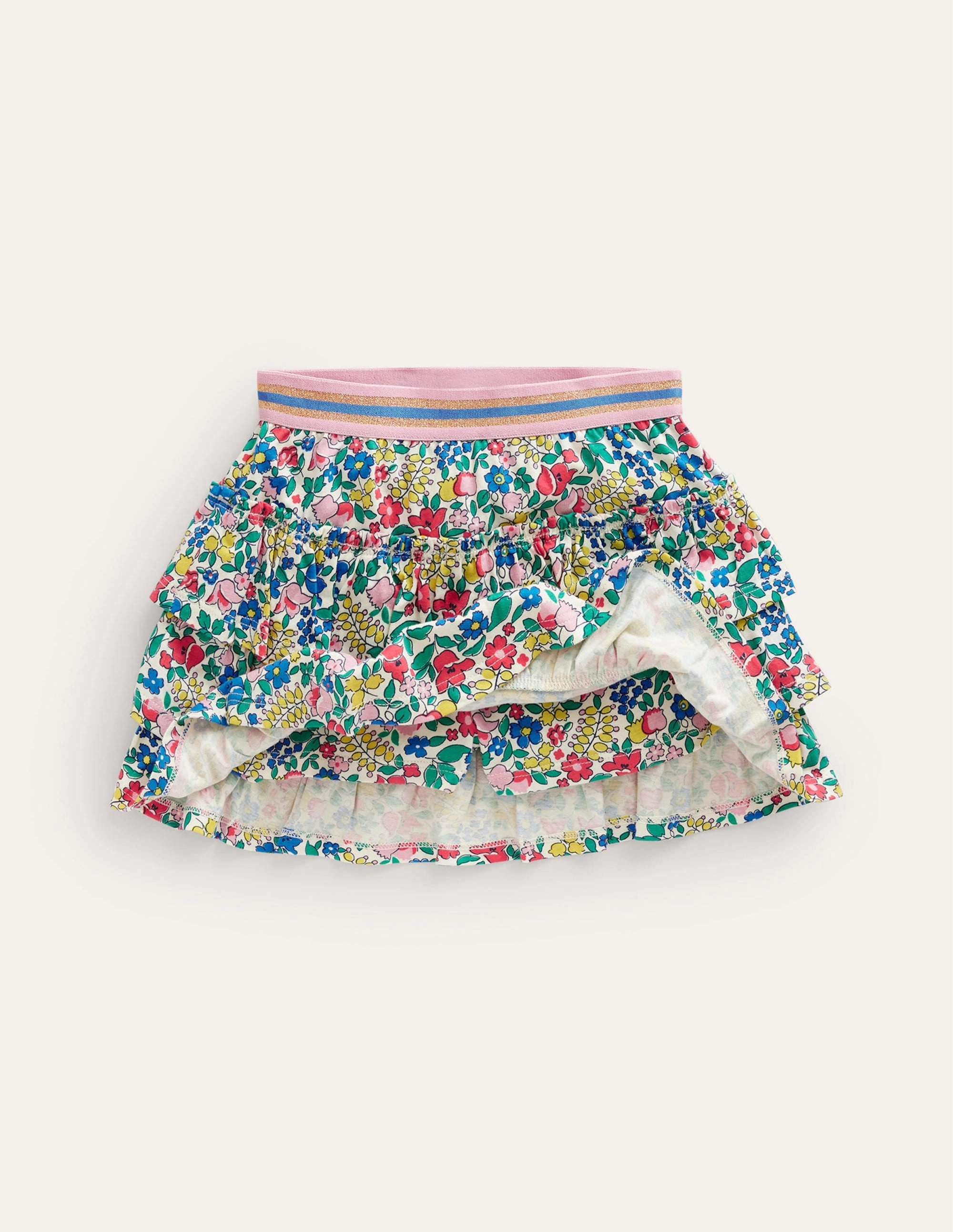 Jersey Ruffle Skort-Multi Flowerbed
