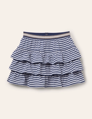 Jersey Ruffle Skort-Starboard Navy/White