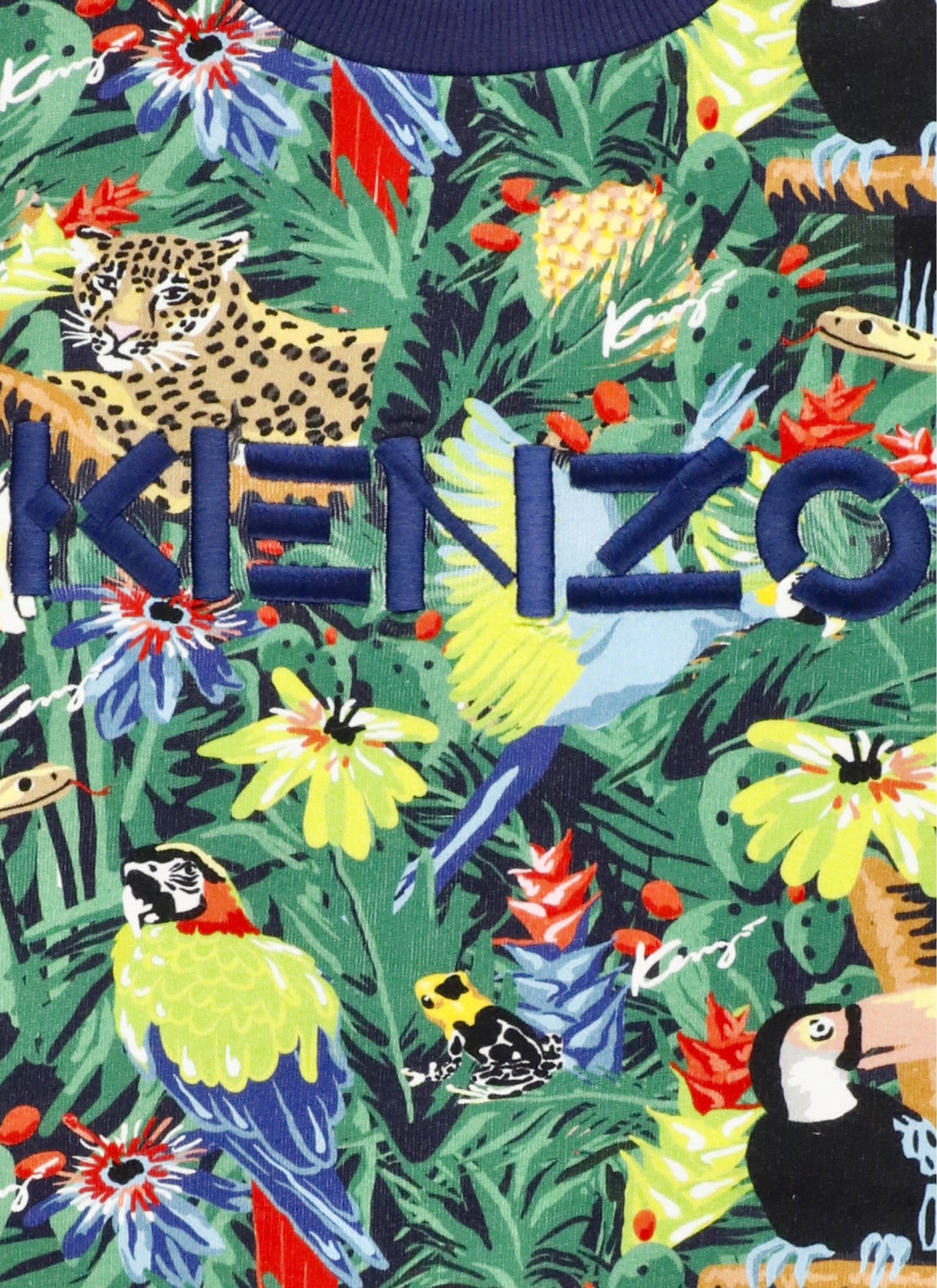 Kenzo Kids Tropical-Print Logo Embroidered Crewneck Sweatshirt
