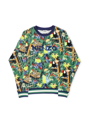 Kenzo Kids Tropical-Print Logo Embroidered Crewneck Sweatshirt