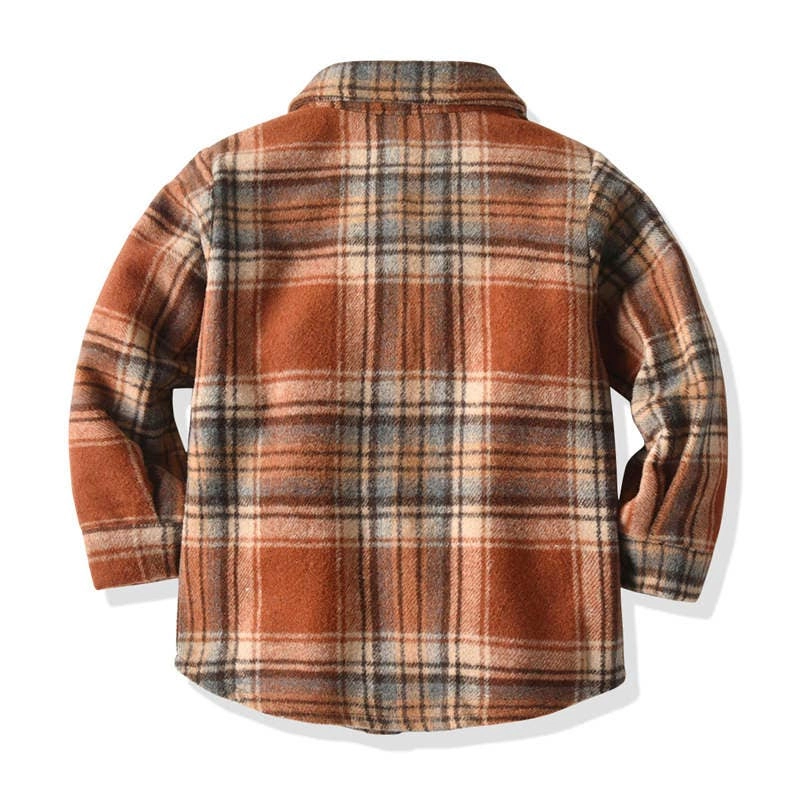 Kids Jimmy Plaid Brushed Shirt Jacket in Brown
